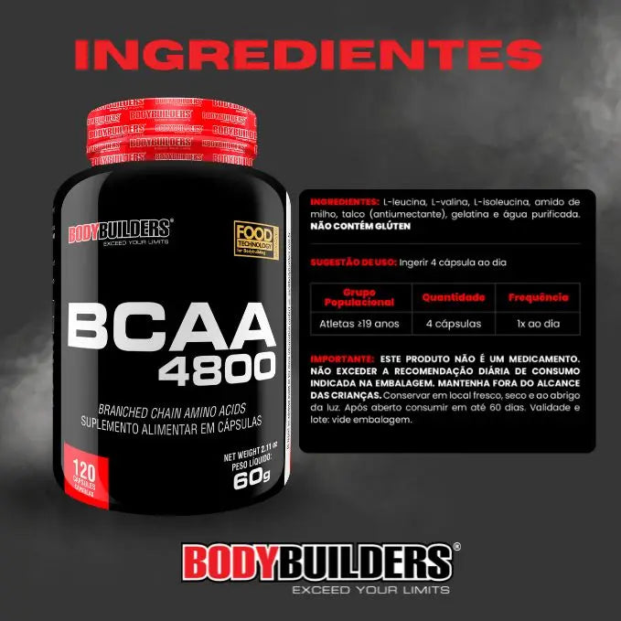 BCAA 1800 120 Capsules-Bodybuilders Suplemento para recuperação dos músculos