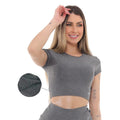 Camiseta Cropped de Manga Curta (FELPED Cropped fitness gym)