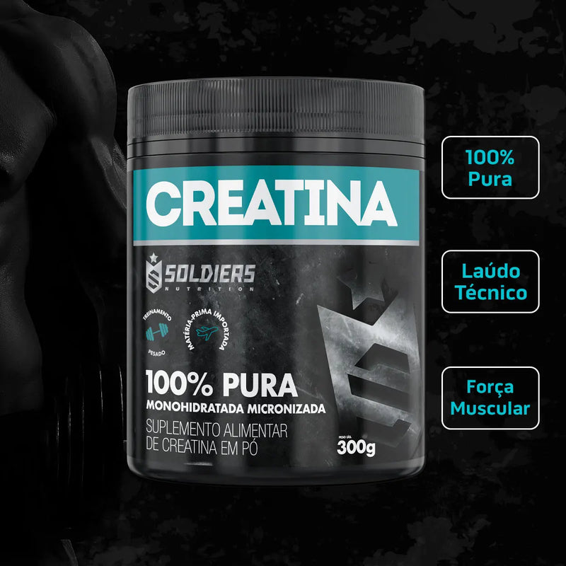 Creatina Monohidratada Pote 300g-Pura importada 100%-Soldiers Nutrition