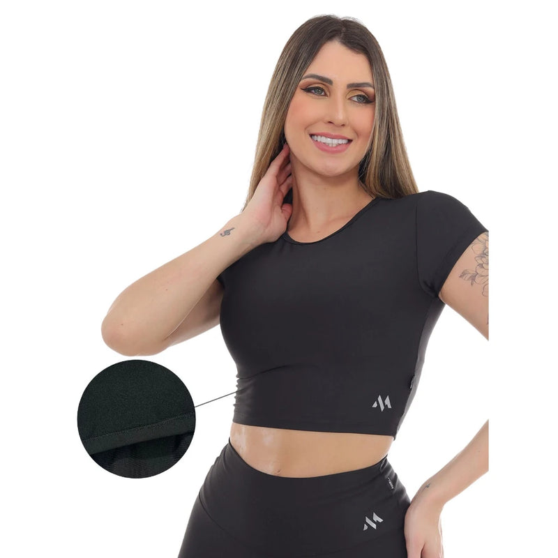 Camiseta Cropped de Manga Curta (FELPED Cropped fitness gym)