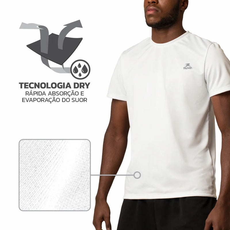 Camisa Branca Básica Dry technology ideal para atividades físicas